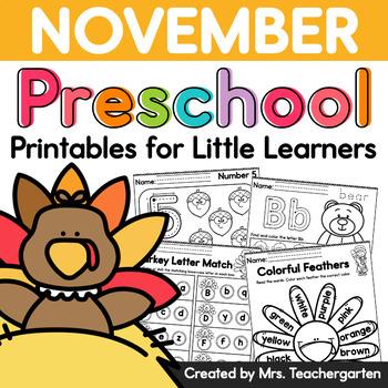 Preview of November Preschool Printables