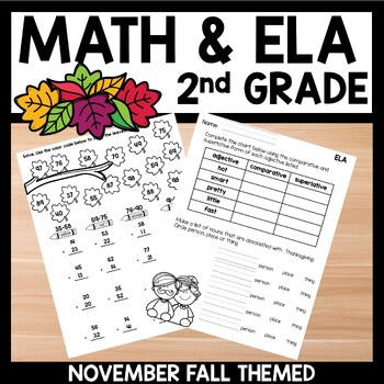 Preview of November Print and Go Packet 2nd Grade