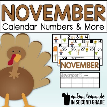 November Printable Calendar Numbers And Headers Tpt