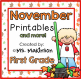 November Printables - First Grade Literacy and Math