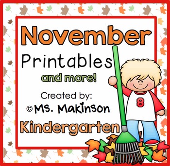 Preview of November Printables - Kindergarten Literacy and Math
