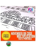 November QR Code Multiplication Facts Worksheet FREEBIE
