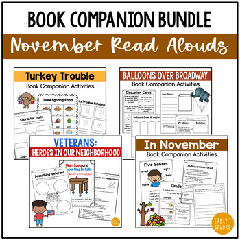 Preview of November Read Aloud BUNDLE - Book Companion Activities for K-2 Students