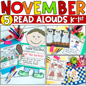 Preview of November Read Alouds - Thanksgiving - Reading Comprehension Bundle for K, 1st
