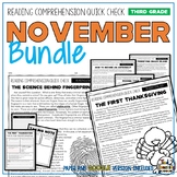 November Reading Comprehension Passages and Questions for 