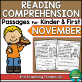 November Reading Comprehension Passages for Kindergarten a