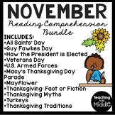 November Informational Text Reading Comprehension Workshee