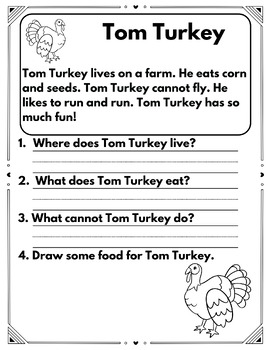 Preview of November Reading Comprehension Worksheets - Second Grade