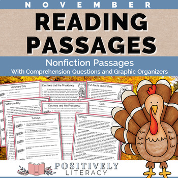 Preview of November Reading Passages - Nonfiction Text with Comprehension Activities