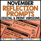 November Reflection Prompt Cards | Discussion Questions fo