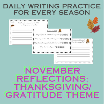Preview of November Reflections: Daily Writing Prompts Pack (Fall, Thanksgiving, Gratitude)