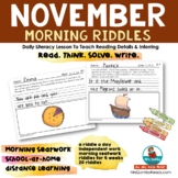 November | Riddle A Day | Morning Riddles | Reading | Writing