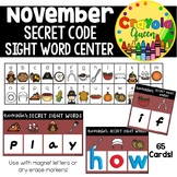 November Secret Code Sight Word Center