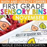 November Sensory Bins 1st Grade Math and Literacy Centers 