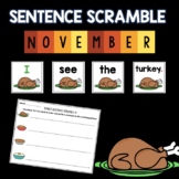 November Sentence Scramble | Centers | Kindergarten