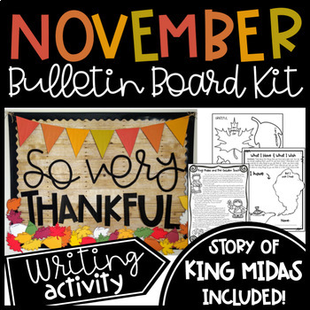 Preview of Thanksgiving Bulletin Board - Thankful Writing Activity - Fall Leaves - Turkeys