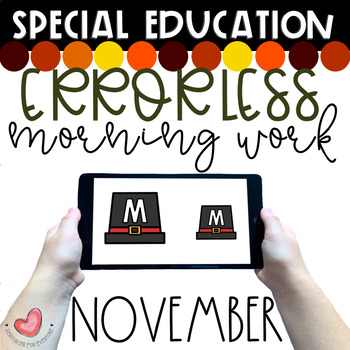 Preview of November Special Education Digital Morning Work-Errorless-Boom Cards™