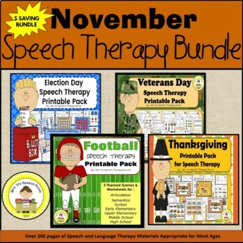 Preview of November Speech Therapy Themed Bundle