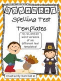 November Spelling Test Templates