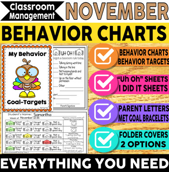 Thanksgiving Behavior Charts November Classroom Management by Teaching ...