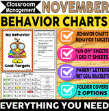 Thanksgiving Behavior Charts November Classroom Management