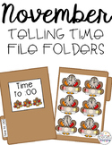 November Telling Time File Folders for Special Education