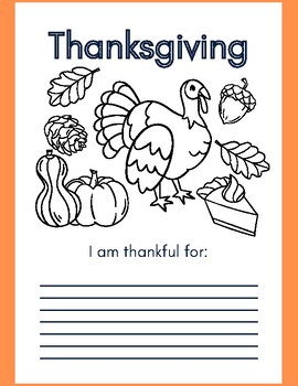Preview of November Thanksgiving Coloring I am Thankful worksheet