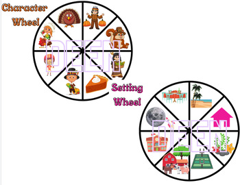 Preview of November/Thanksgiving/Fall Writing Center Character & Setting Spinners
