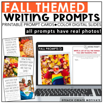 Preview of November Thanksgiving Fall Writing Prompts - Digital - Real Photos