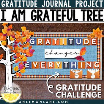 Preview of November Thanksgiving Gratitude Grateful I am Thankful Tree Bulletin Board Kit