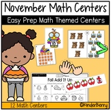 November Thanksgiving Kindergarten Easy Prep Math Centers