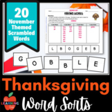 November & Thanksgiving MAKING WORDS PHONICS sorts Distanc