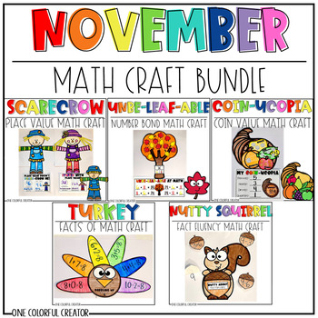 Preview of November Thanksgiving Math Craft BUNDLE - November Fall Math Crafts