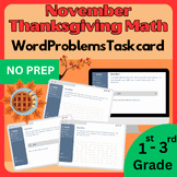 50 November/ Thanksgiving Math: Word Problems Task card