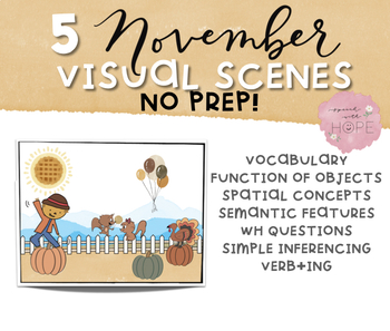 Preview of November Thanksgiving NO PREP Speech and Language Therapy - Visual Scenes
