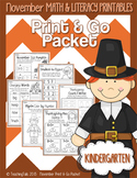 November (Thanksgiving) PRINT and GO Packet [Kindergarten]