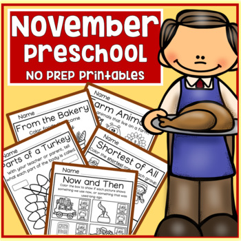 Preview of November Thanksgiving Preschool Printable Packet NO PREP