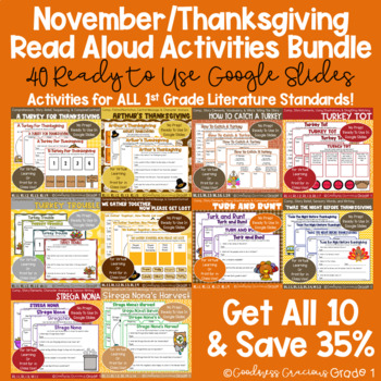 Preview of November/Thanksgiving Read Aloud Activities Bundle All 1st Grade Lit. Standards