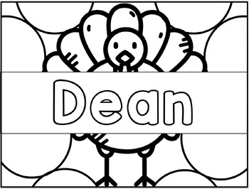 Preview of Editable November/Thanksgiving Simple Name Coloring