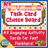 November Thanksgiving Task Card Choice Board for Fast Finishers