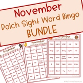 November Thematic Sight Word Bingo (All Dolch Levels)