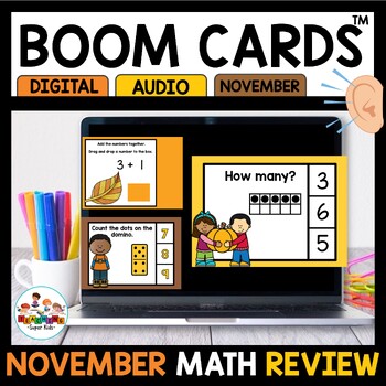 Preview of Fall Themed Math Boom Cards for Kindergarten