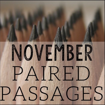 Preview of November Themed ELA Paired Passages with Writing Prompts