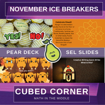 Preview of November Themed Ice Breakers, Brain Breaks, SEL Slides - PEAR DECK