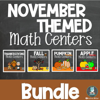 Preview of November Themed Math Activities for Preschool, Prek and Kindergarten