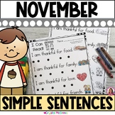 November Themed Simple Predictable Sentences for Kindergar