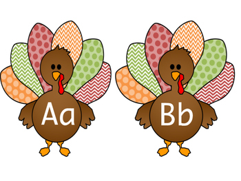 Preview of November Turkey A-Z Letter Tags