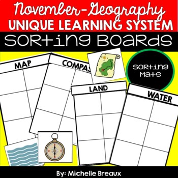 Preview of November Unique Learning System Sorting Mats FREEBIE
