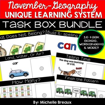 Preview of November Unique Learning System Task Box Bundle
