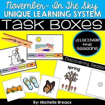 Preview of November Unique Learning System Task Box- Discovering Seasons